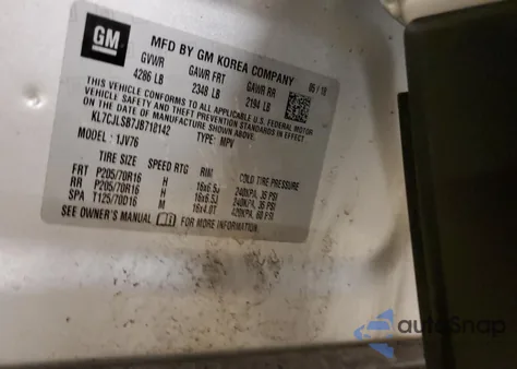 2018 Chevrolet Trax 1Lt из США, поврежденный, VIN KL7CJLSB7JB718142